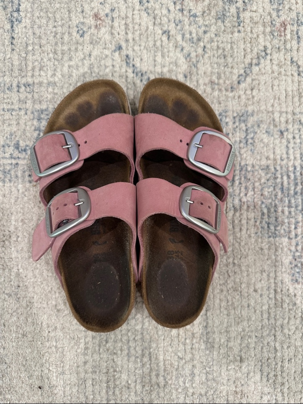 Birkenstock Dusty Pink Double Strap Suede Slides